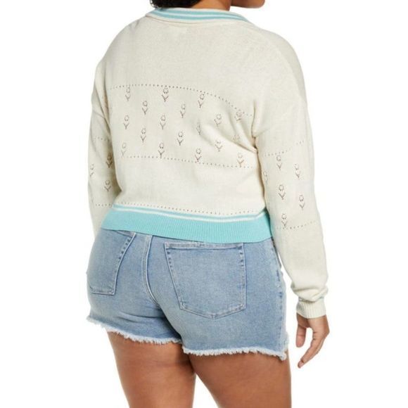 NWOT BP Pointelle‎ Cotton Polo Sweater in Ivory Dove (3X) - Picture 2 of 8